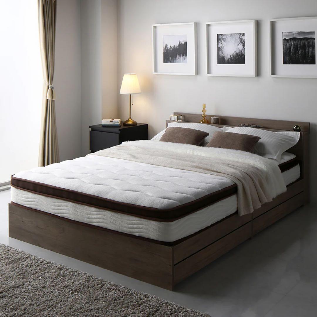 RASIK ラシク　ローベッドフレーム　グレージュ　セミダブルマットレス　セット