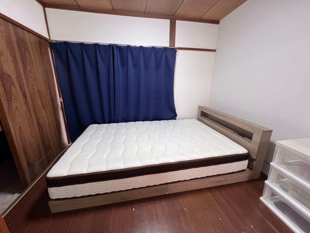 RASIK ラシク　ローベッドフレーム　グレージュ　セミダブルマットレス　セット