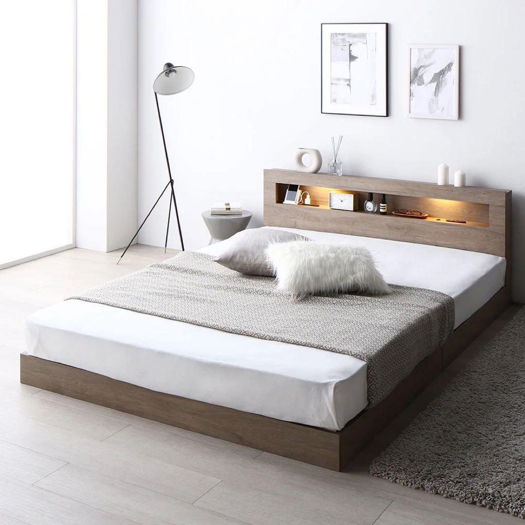 RASIK ラシク　ローベッドフレーム　グレージュ　セミダブルマットレス　セット