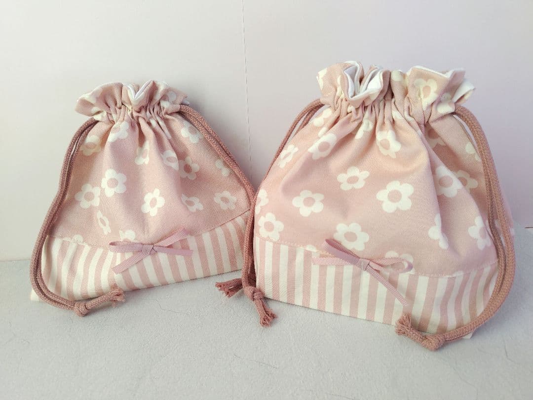 入園入学グッズ 絵本袋 巾着袋 北欧 花柄 くすみ