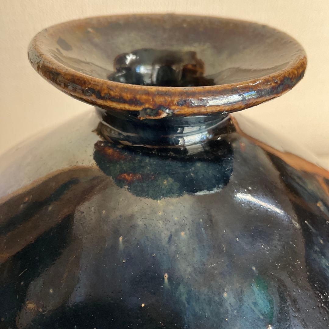 古伊万里　瑠璃釉海鼠壺　江戸時代中期頃