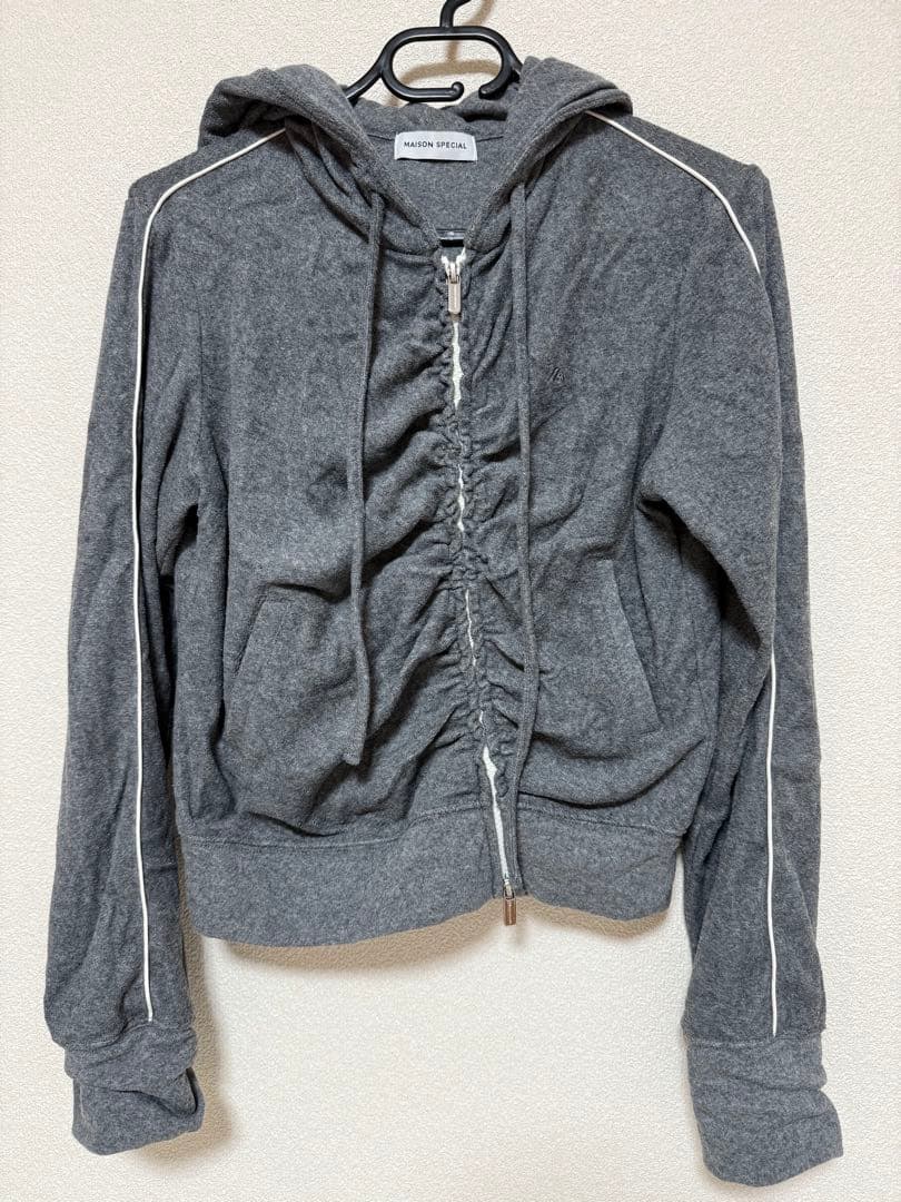 トップス Gather Pile Fabric Short Length Hoodie