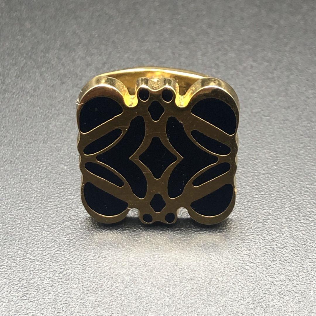 【美品】LOEWE ロエベ アナグラム ゴールド×ブラック カフリンクス カフス