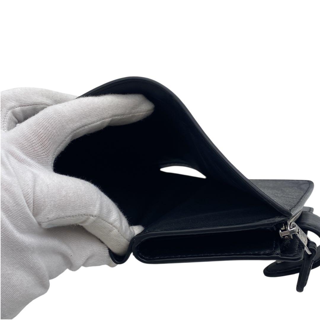 【未使用級】 COACH コーチ 二つ折り 財布 シグネチャー ブラック