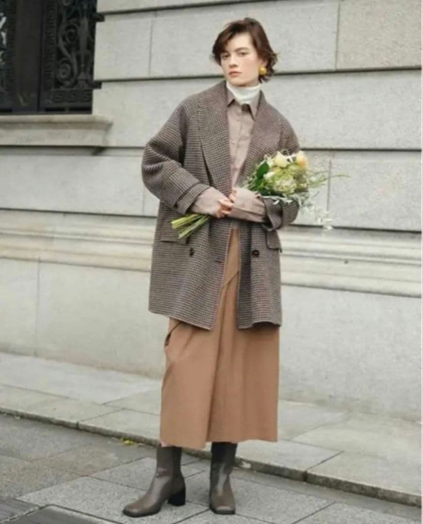 川口春奈着用!!Mila Owen☆接結ハーフ丈Ａラインコート