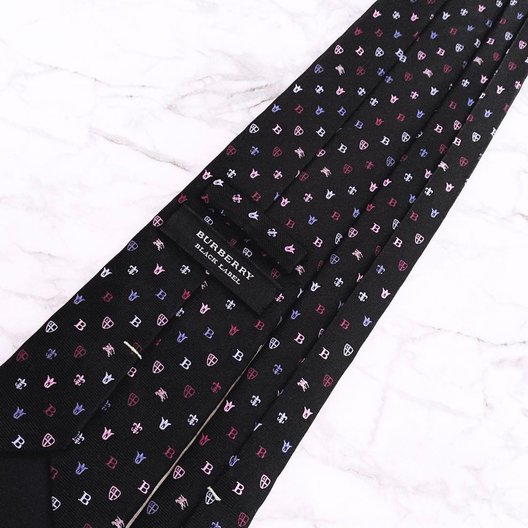 ✨未使用クラス✨バーバリー　ホースロゴ　マルチカラー　ドット　ブラック　ネクタイ