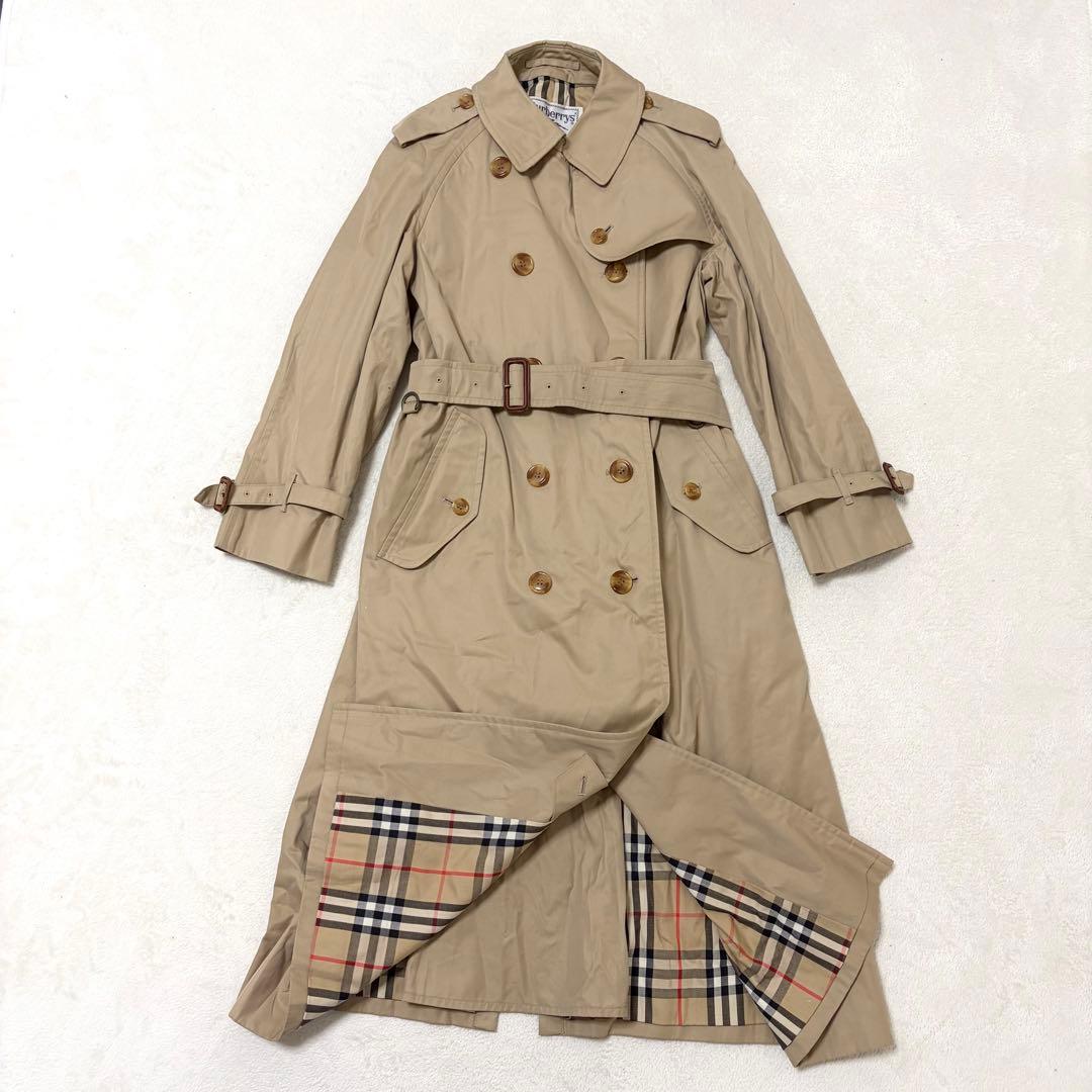 【美品ロング丈】バーバリーズ　トレンチコート　ノバチェック　ベルト　ベージュ　L