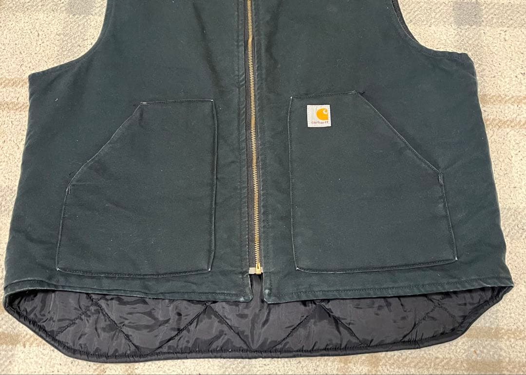 カーハート ダックベスト　L ブラック　黒　グッドフェード　US規格