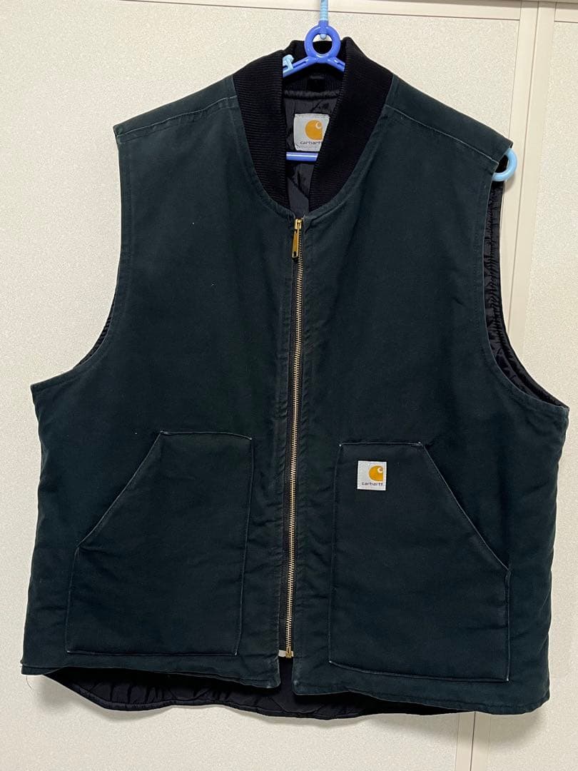 カーハート ダックベスト　L ブラック　黒　グッドフェード　US規格