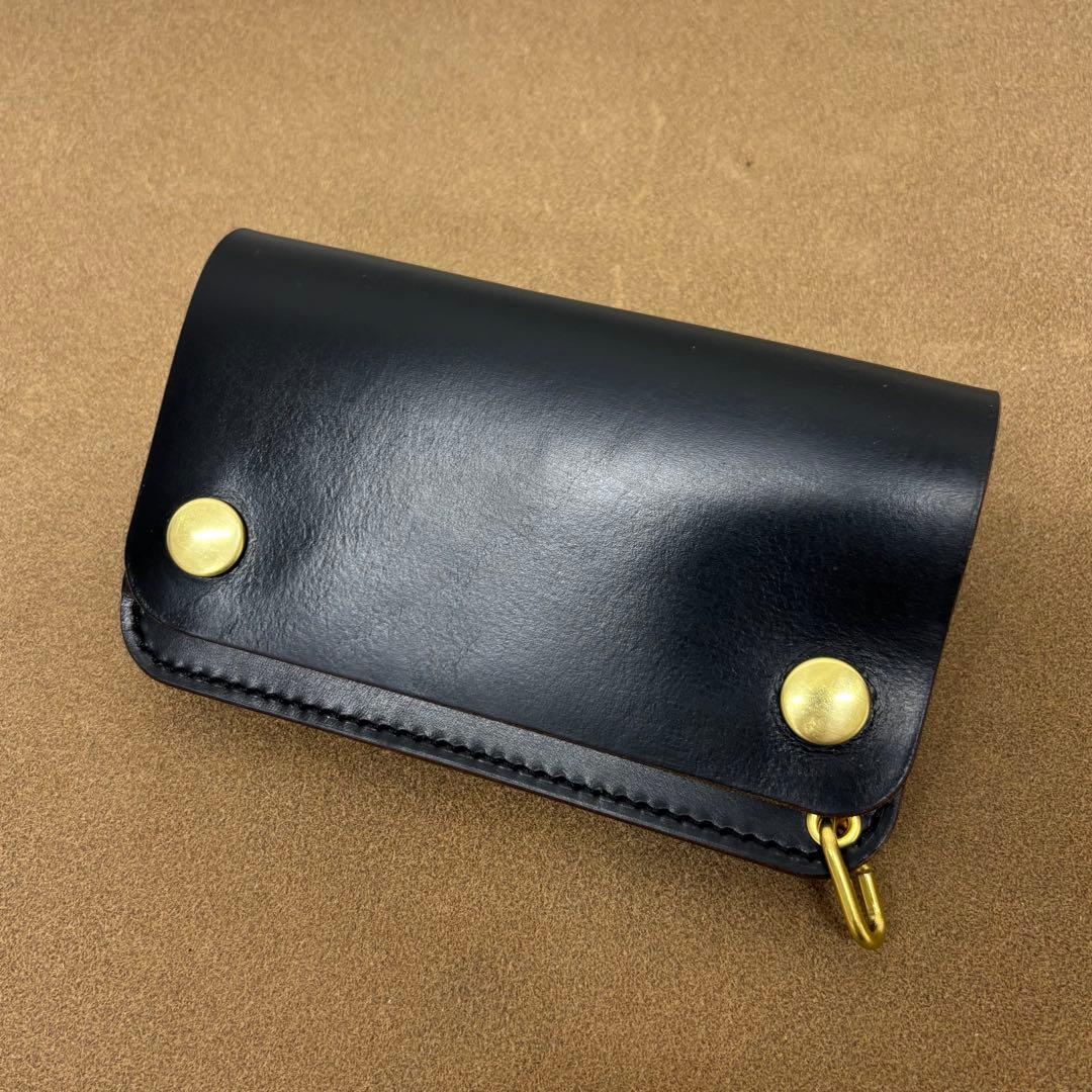 クロムエクセル　トラッカーウォレット　ミドル　黒　茶心 3層　HORWEEN