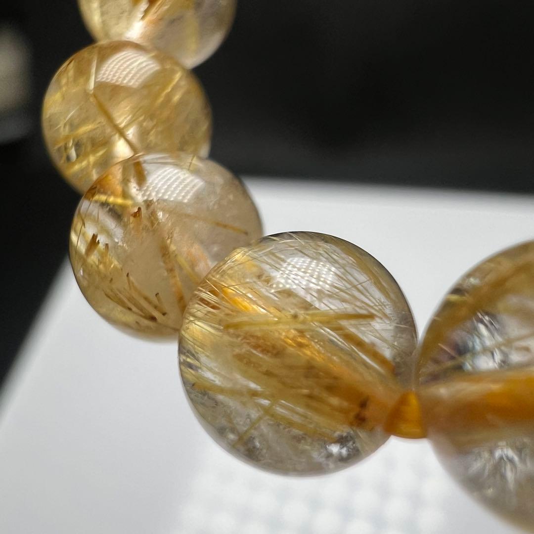 【73207】 高品質 ゴールドルチルクォーツ 6.6mm ブレスレット