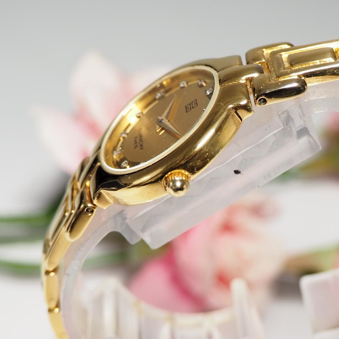 美品 ジバンシイ GIVENCHY ゴールド 12Pダイヤ 腕時計 箱 H212