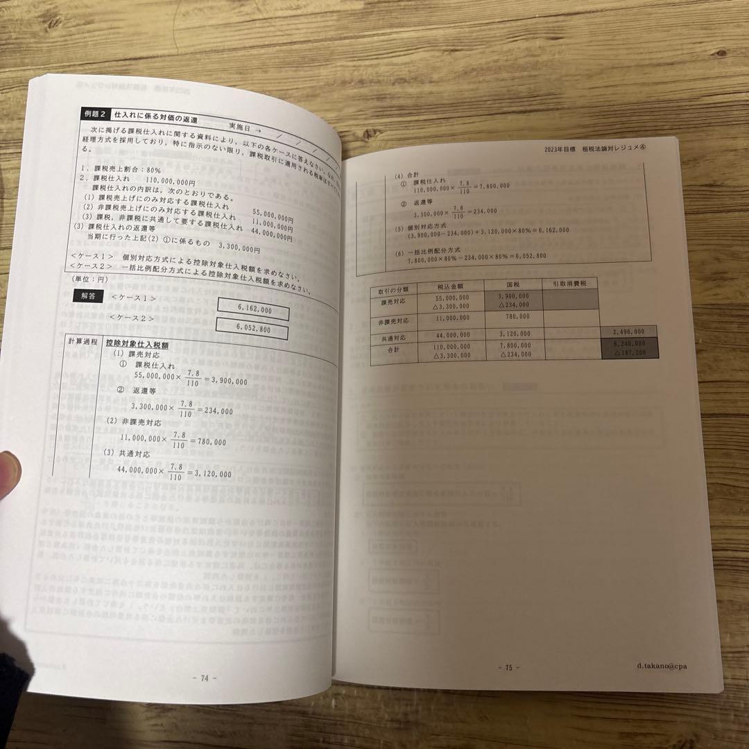 東京CPA 租税法　論文対策講義　高野レジュメ　所得税法　消費税法