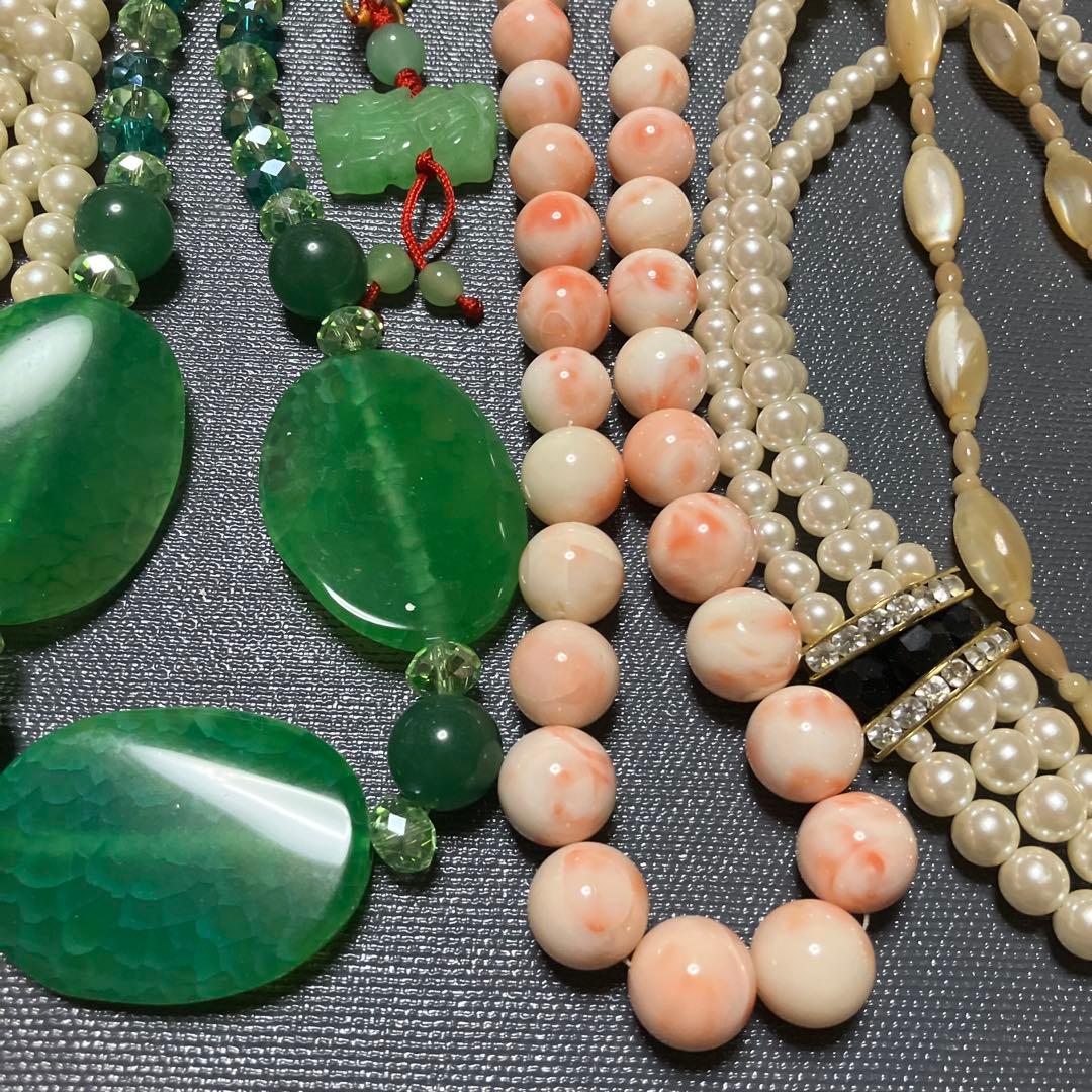 アクセサリーまとめ売り 天然石 ビーズ ネックレス 指輪 カフスなど ジャンク