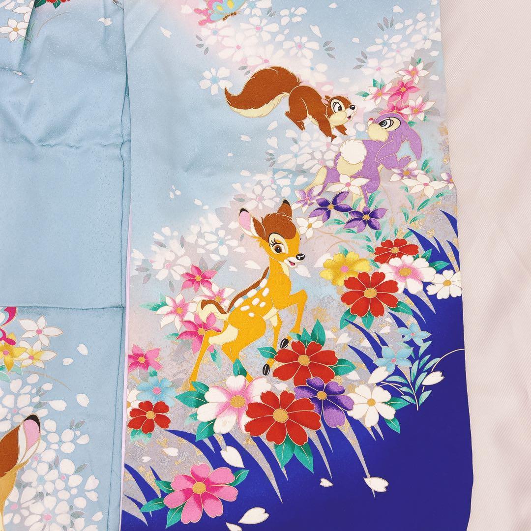 七五三7才女の子　振袖　晴れ着　水色　Walt Disney