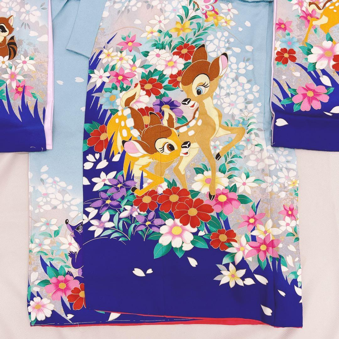 七五三7才女の子　振袖　晴れ着　水色　Walt Disney