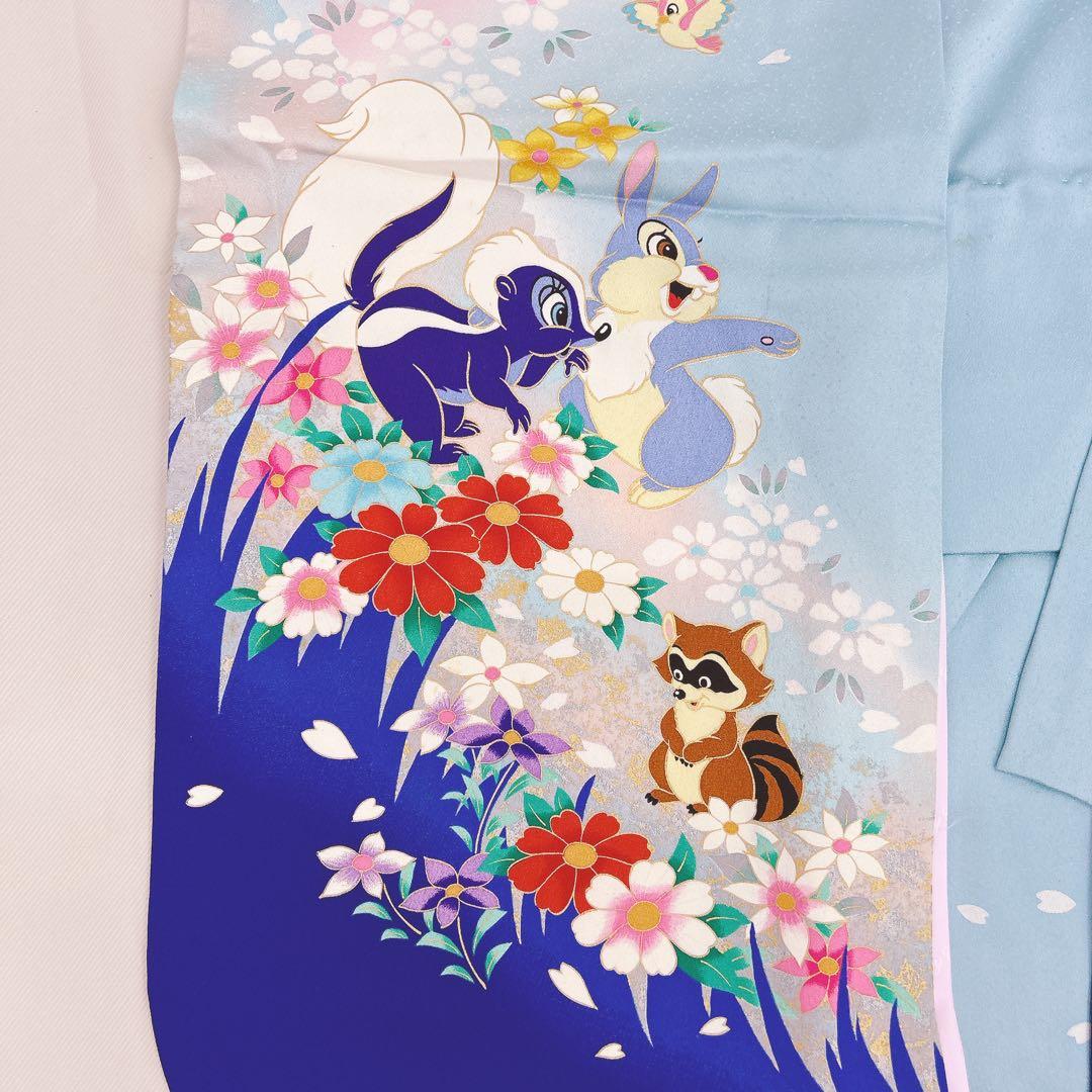 七五三7才女の子　振袖　晴れ着　水色　Walt Disney