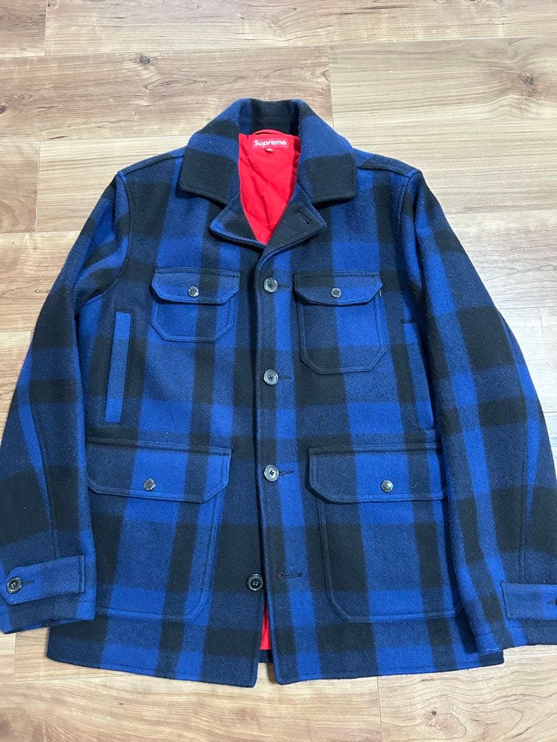 Supreme 青・黒チェック クルーザージャケット