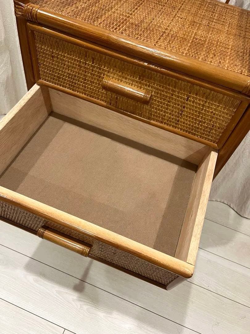 ラタン チェストタンス 5段引き出し 昭和レトロ 押入れ収納 藤