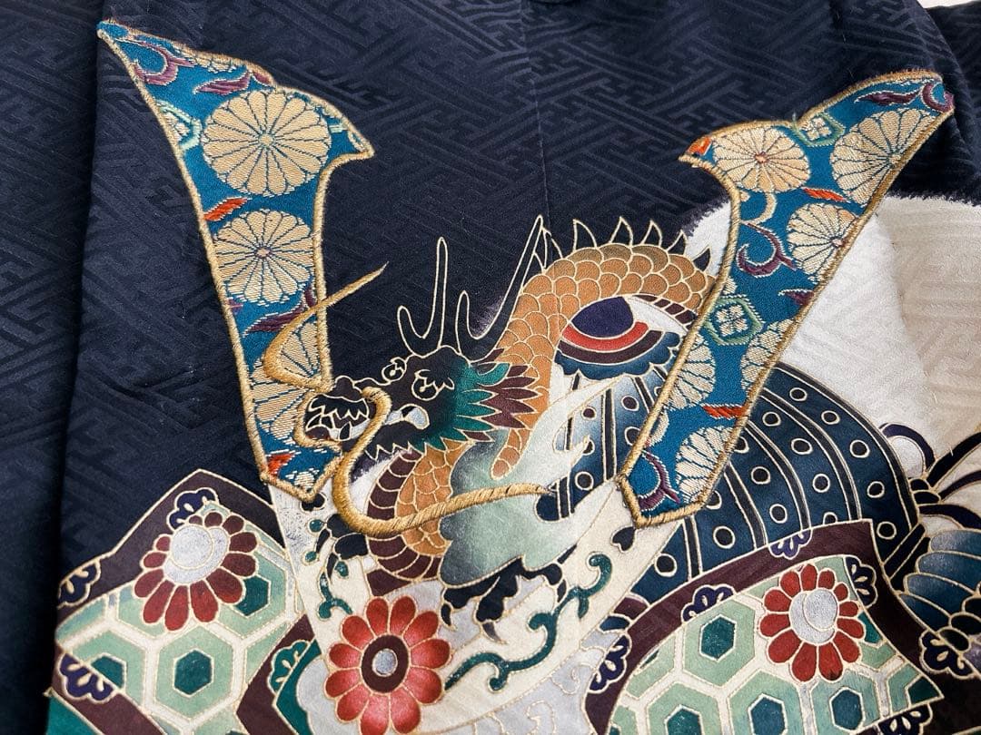 【最終値下げ】七五三 5歳男の子 袴セット 正絹 黒兜