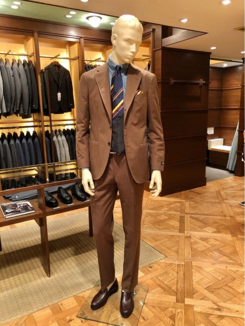 beams f ブラウン　スーツ　46 総裏 brilla コットンウール