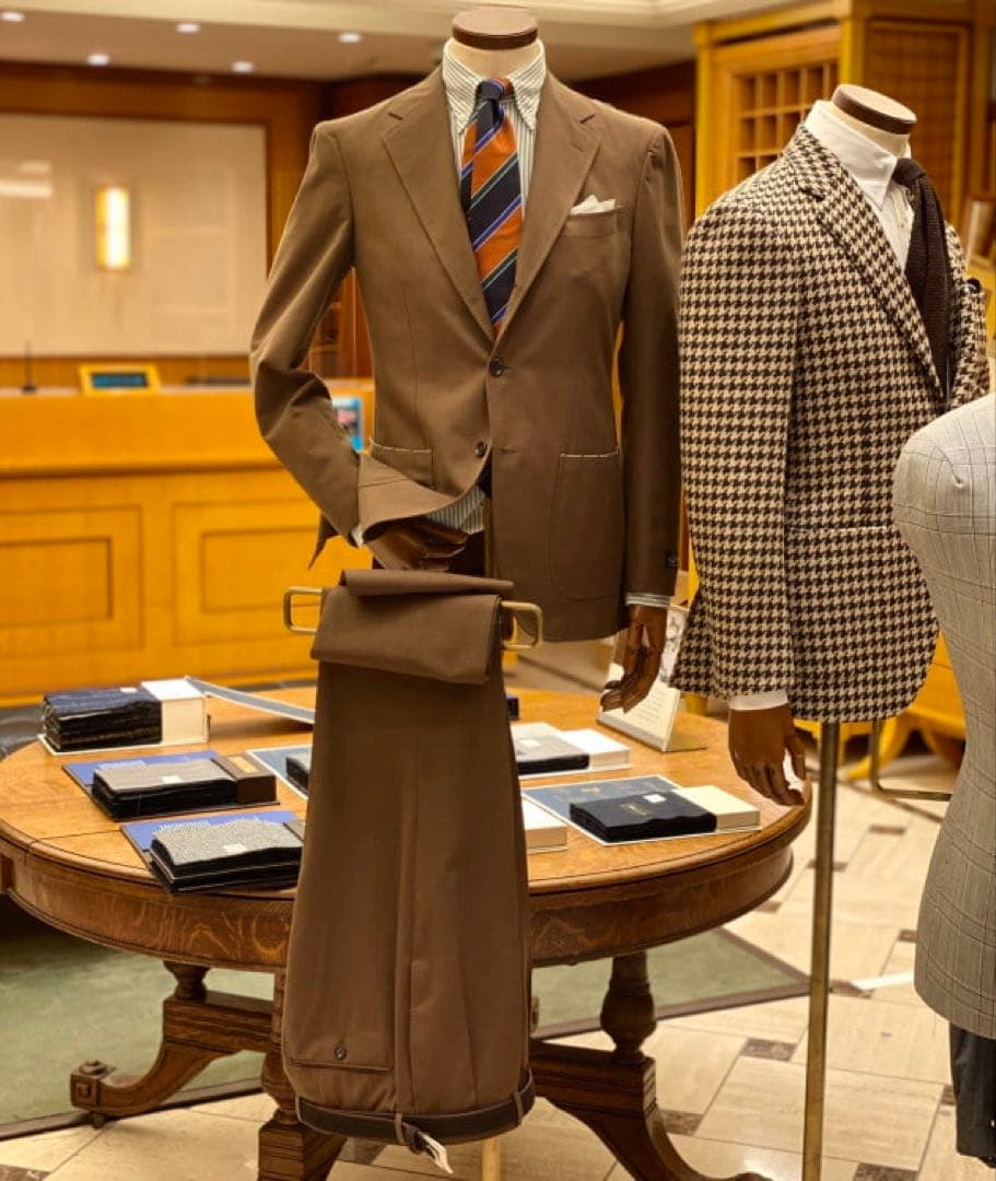 beams f ブラウン　スーツ　46 総裏 brilla コットンウール