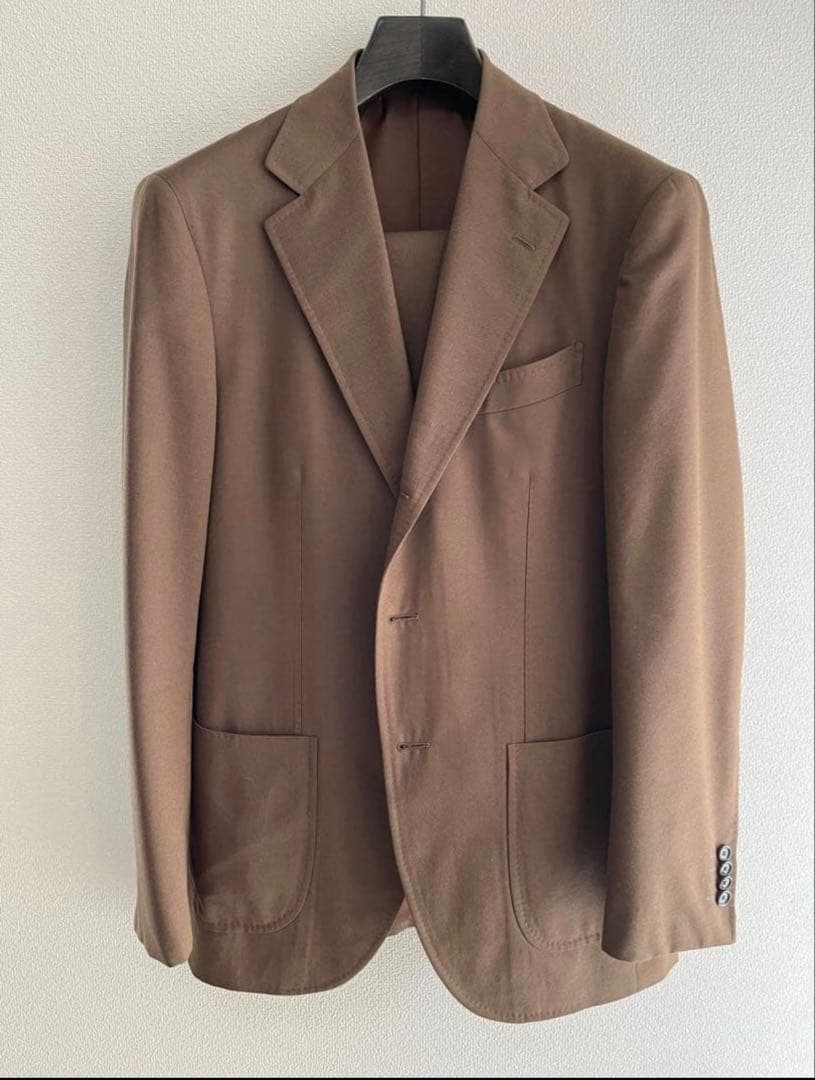 beams f ブラウン　スーツ　46 総裏 brilla コットンウール