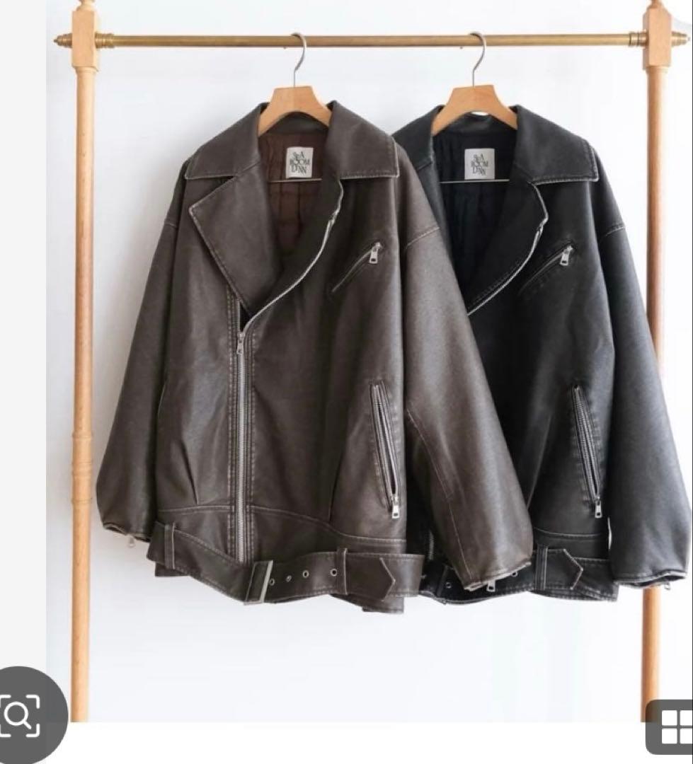 searoomlynn VintagewashECOレザーキルティングライダース