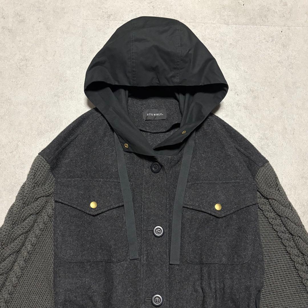 スタンブリー　 ロングコート　異素材ミックス マキシ丈　モッズコート