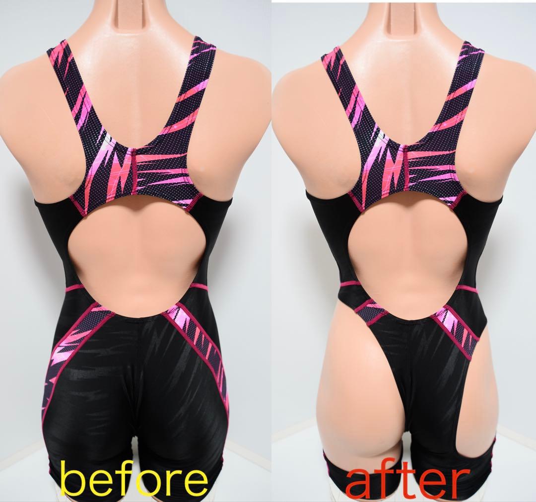 スポーツ用水着 Lサイズ ブラック/ピンク 変形水着