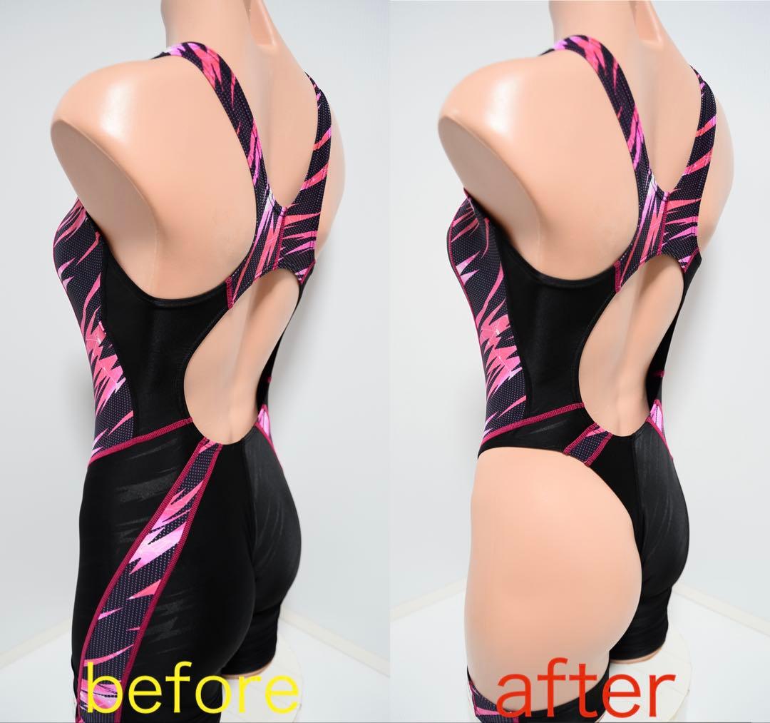 スポーツ用水着 Lサイズ ブラック/ピンク 変形水着