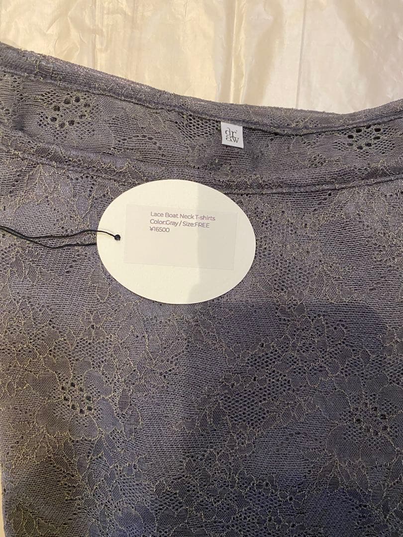 トップス draw drawers Lace Boat Neck T-shirts