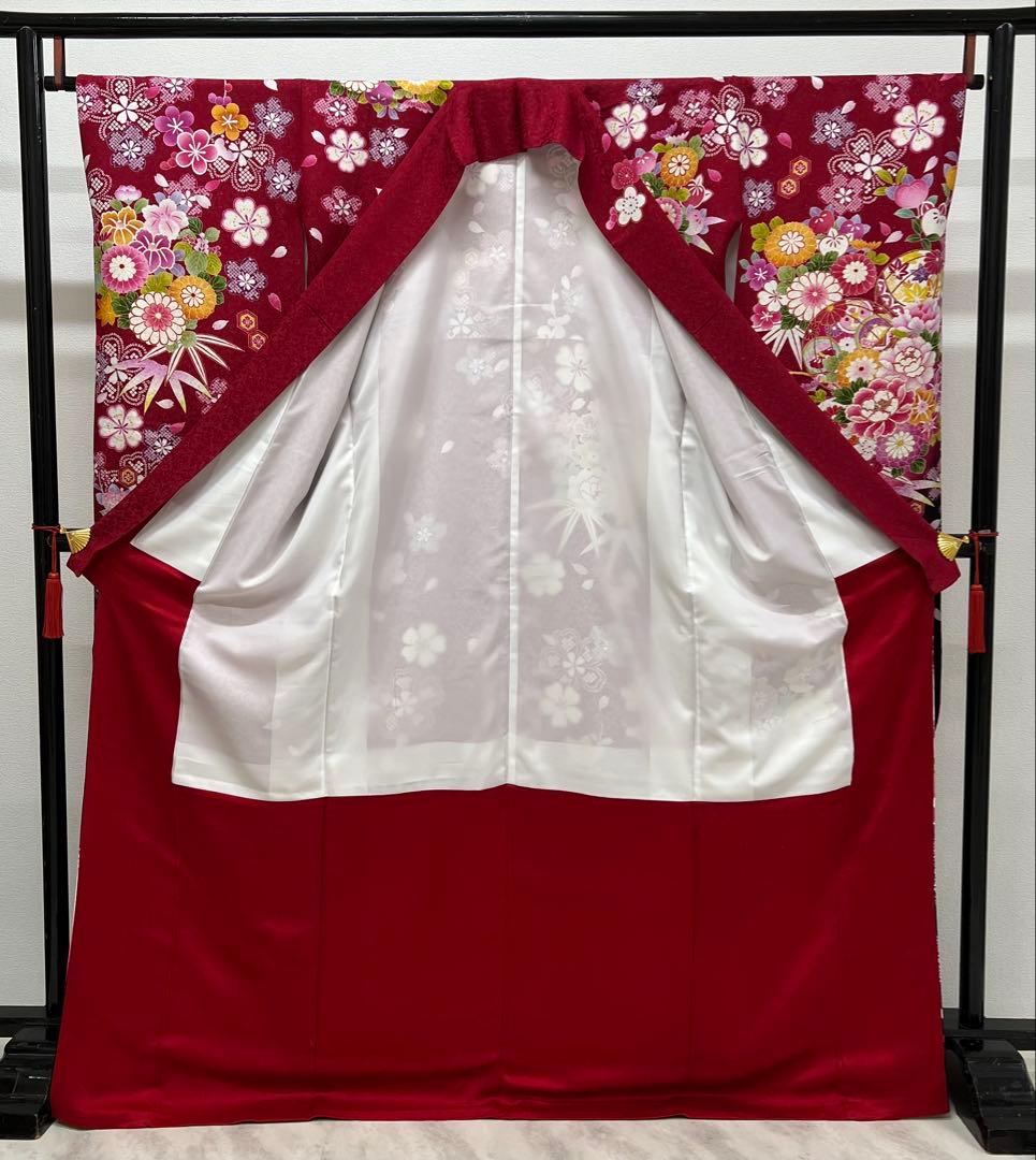 振り袖　フルセット　長襦袢　金彩加工　刺繍入り　銀通し　成人式　ブランド　742