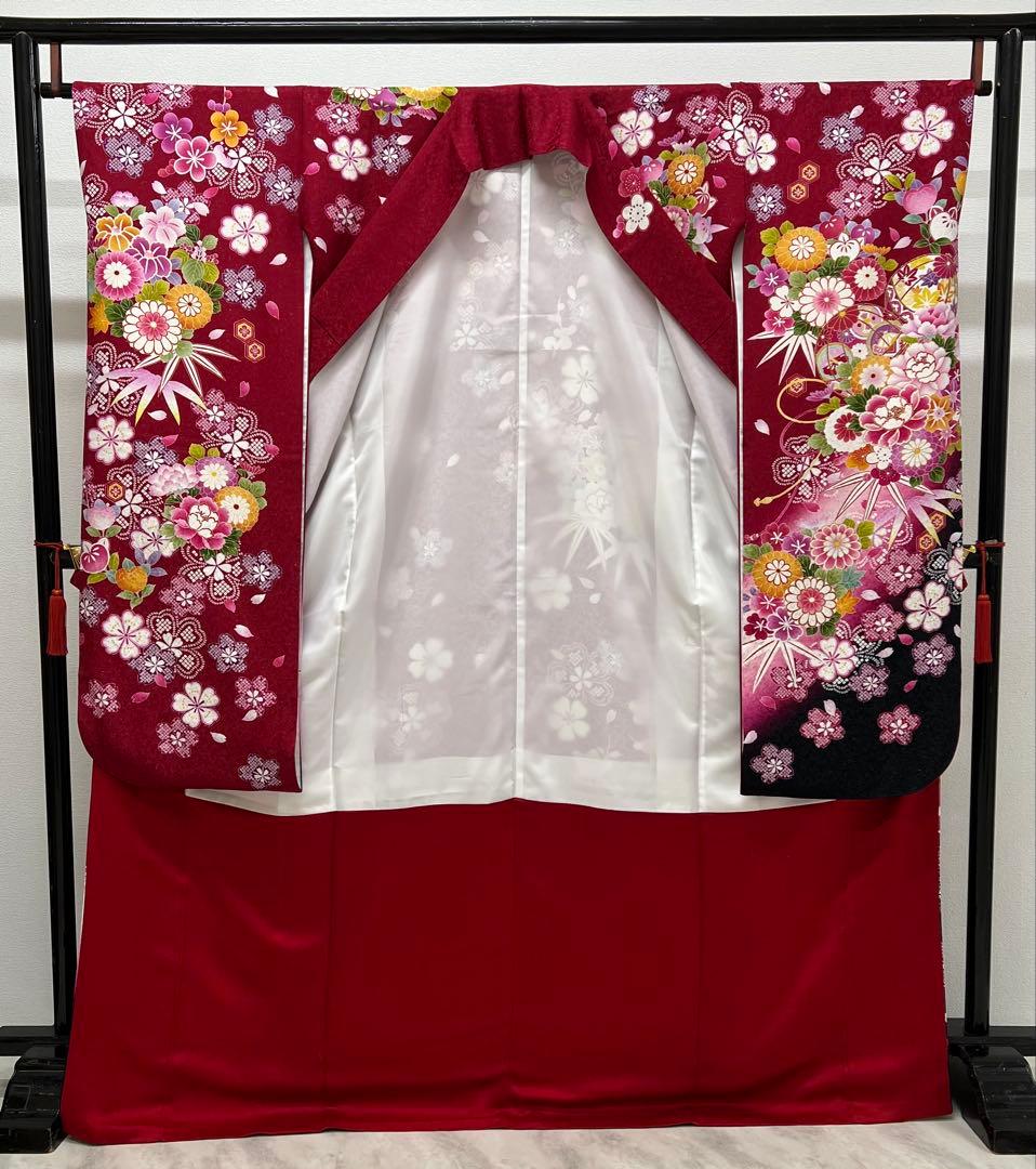 振り袖　フルセット　長襦袢　金彩加工　刺繍入り　銀通し　成人式　ブランド　742