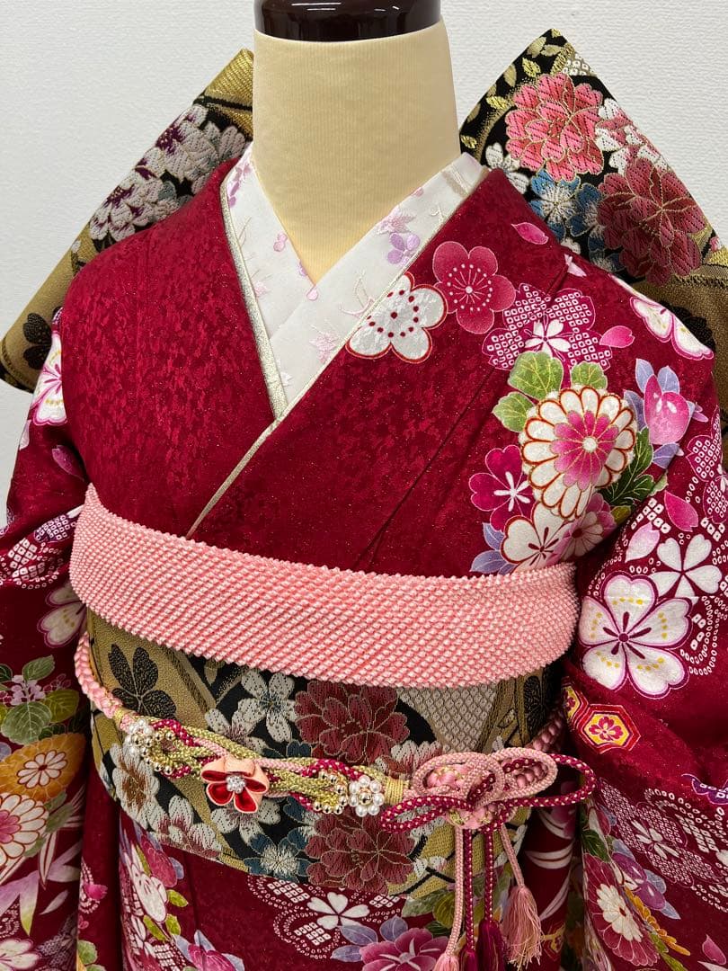 振り袖　フルセット　長襦袢　金彩加工　刺繍入り　銀通し　成人式　ブランド　742