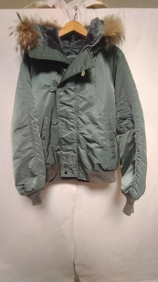 ビンテージスピワック緑タグN-2Bフード付きコヨーテナイロンフライトJKT緑44