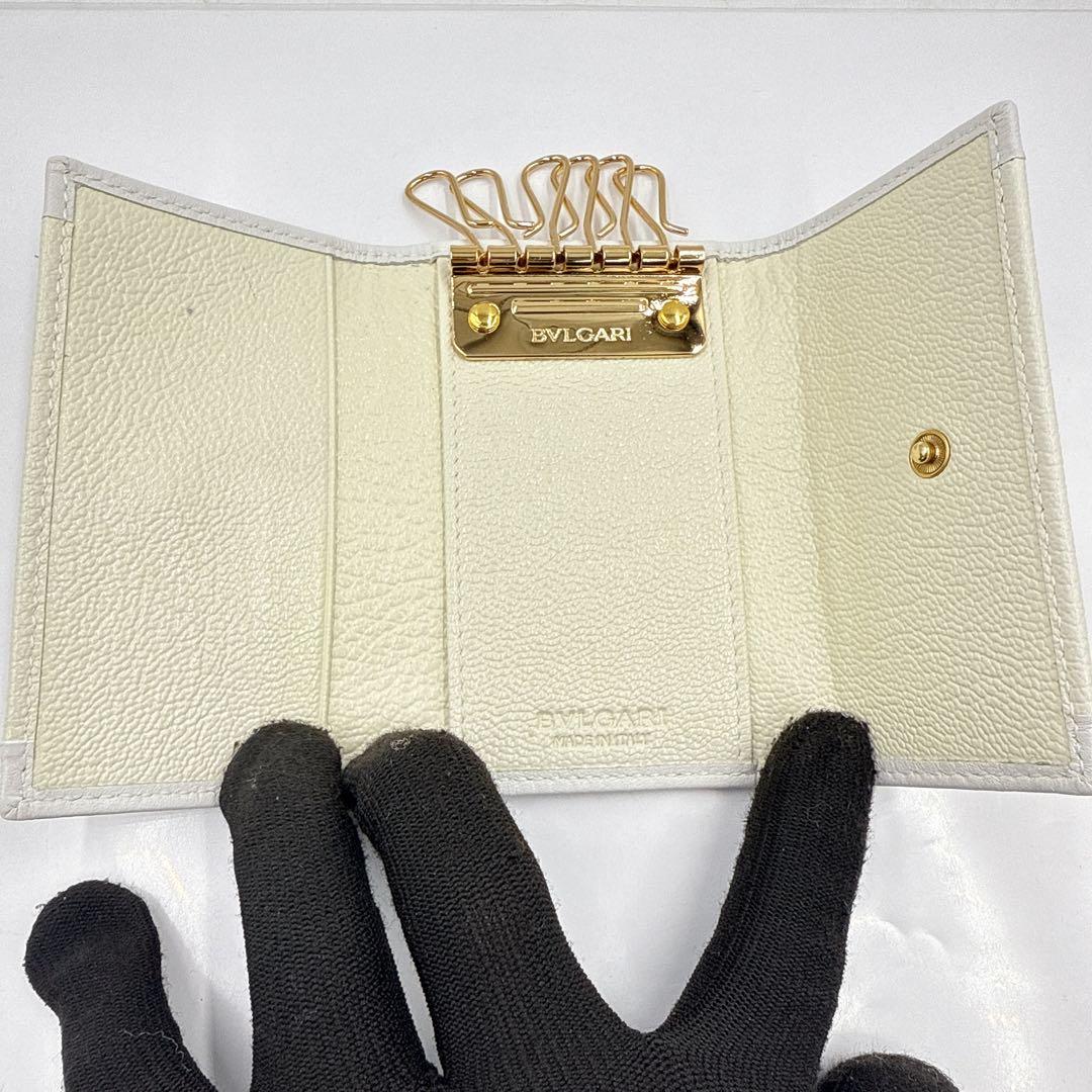 【未使用】BVLGARI ブルガリ ６連 キーケース ホワイト ゴールド金具
