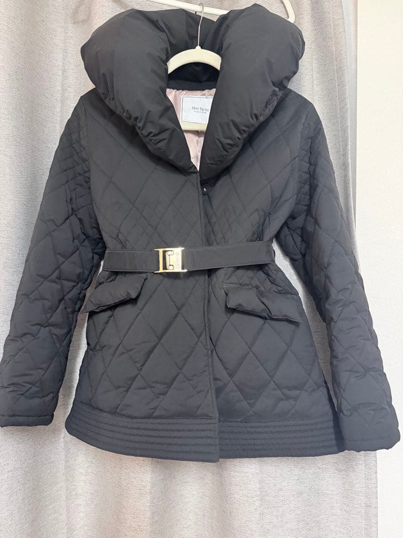ブラックキルティングコート Madison Quilted Short Coat