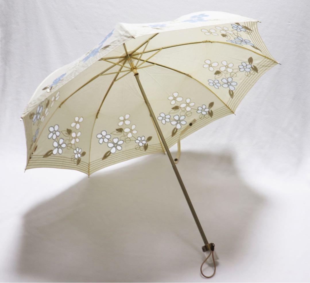《クロエ》メッシュ 花柄刺繍 折りたたみ傘 日傘 8本骨 クリアーハンドル