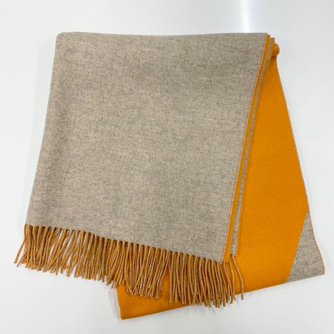 エルメス カシミヤ マフラー ストール オレンジ ベージュ