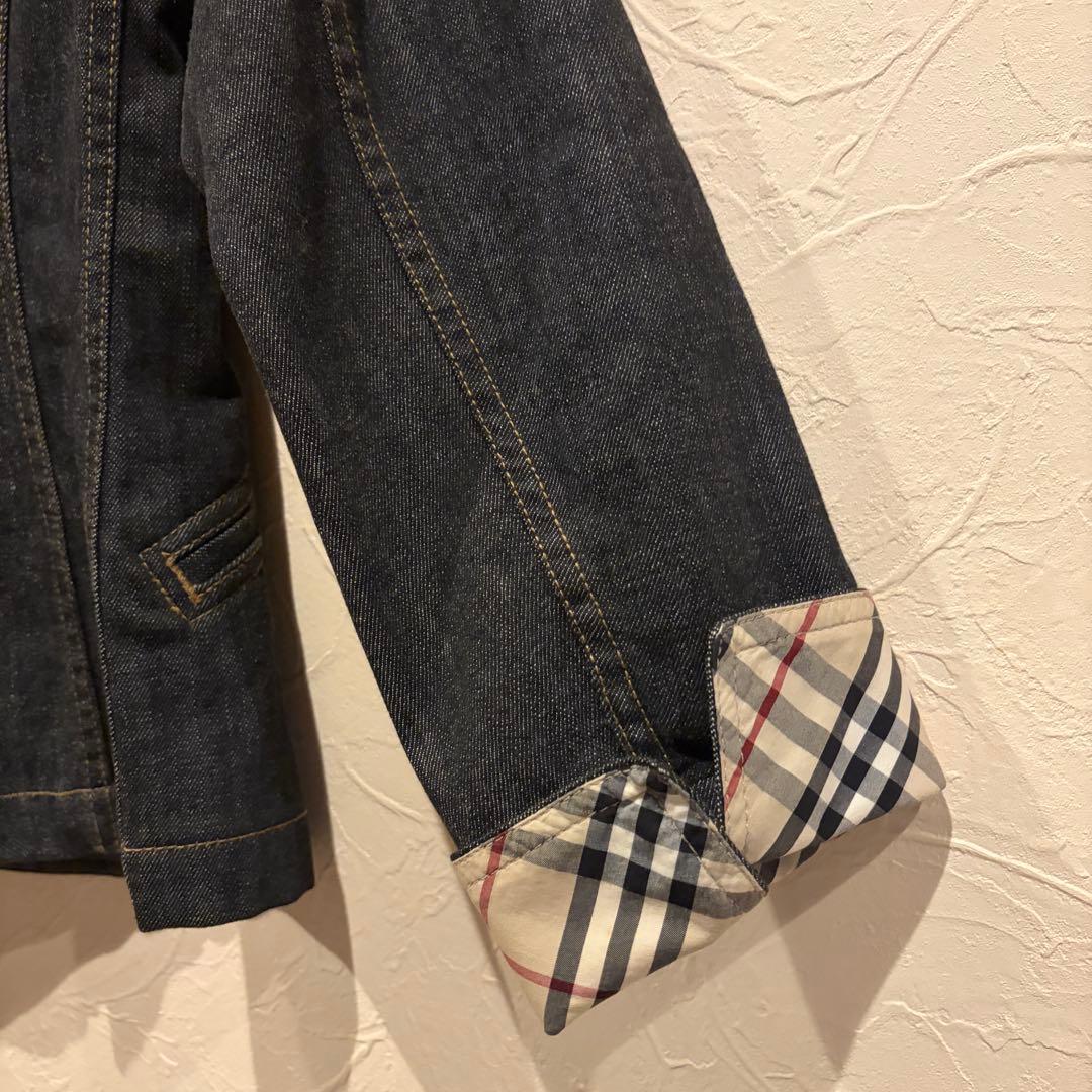 美品 バーバリーロンドン デニムジャケット ジージャン 濃紺 ノバチェック L