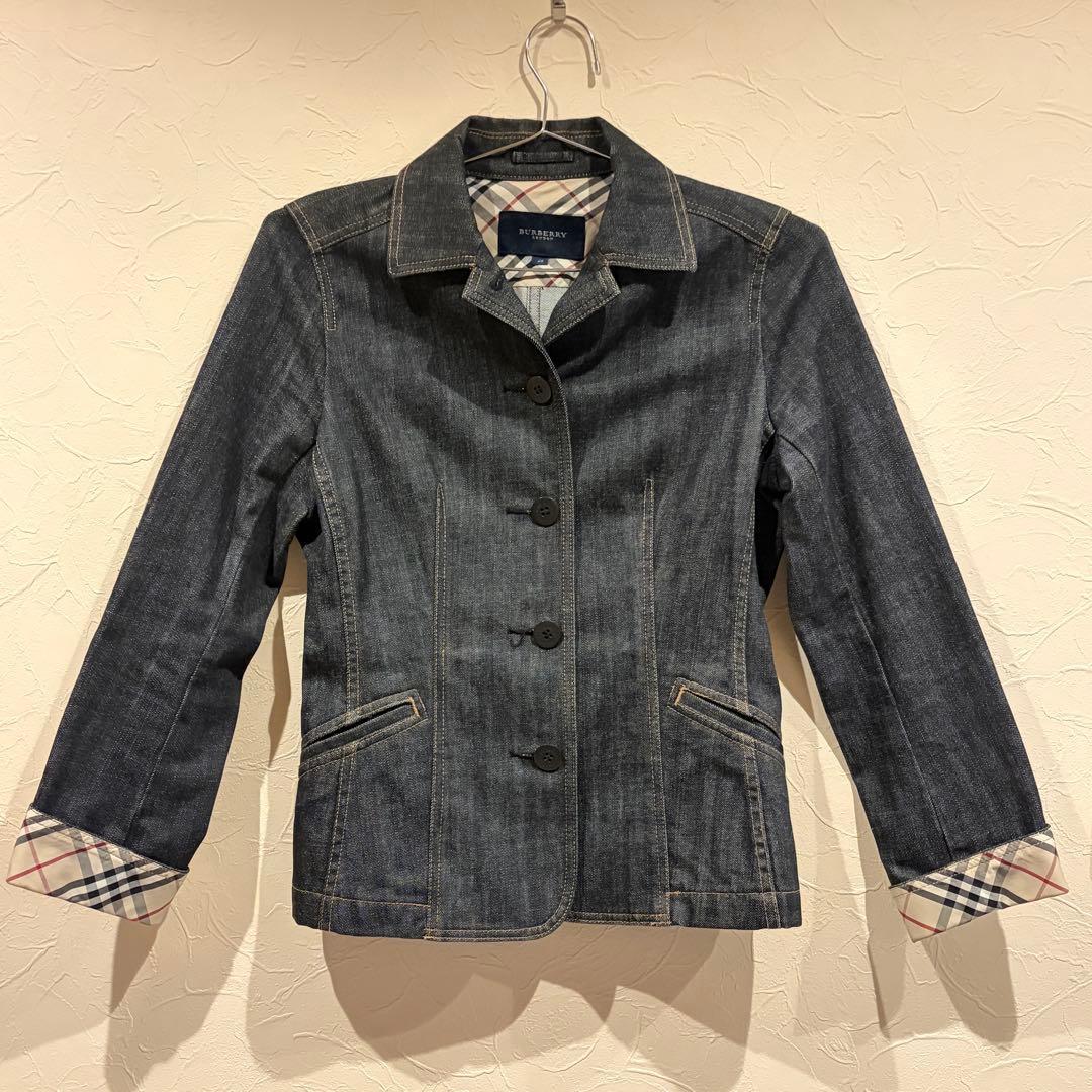 美品 バーバリーロンドン デニムジャケット ジージャン 濃紺 ノバチェック L