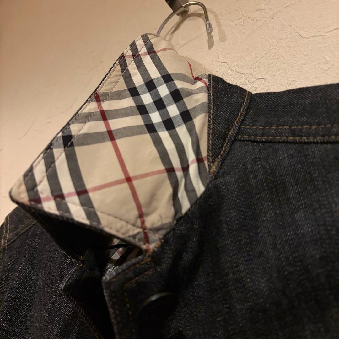 美品 バーバリーロンドン デニムジャケット ジージャン 濃紺 ノバチェック L