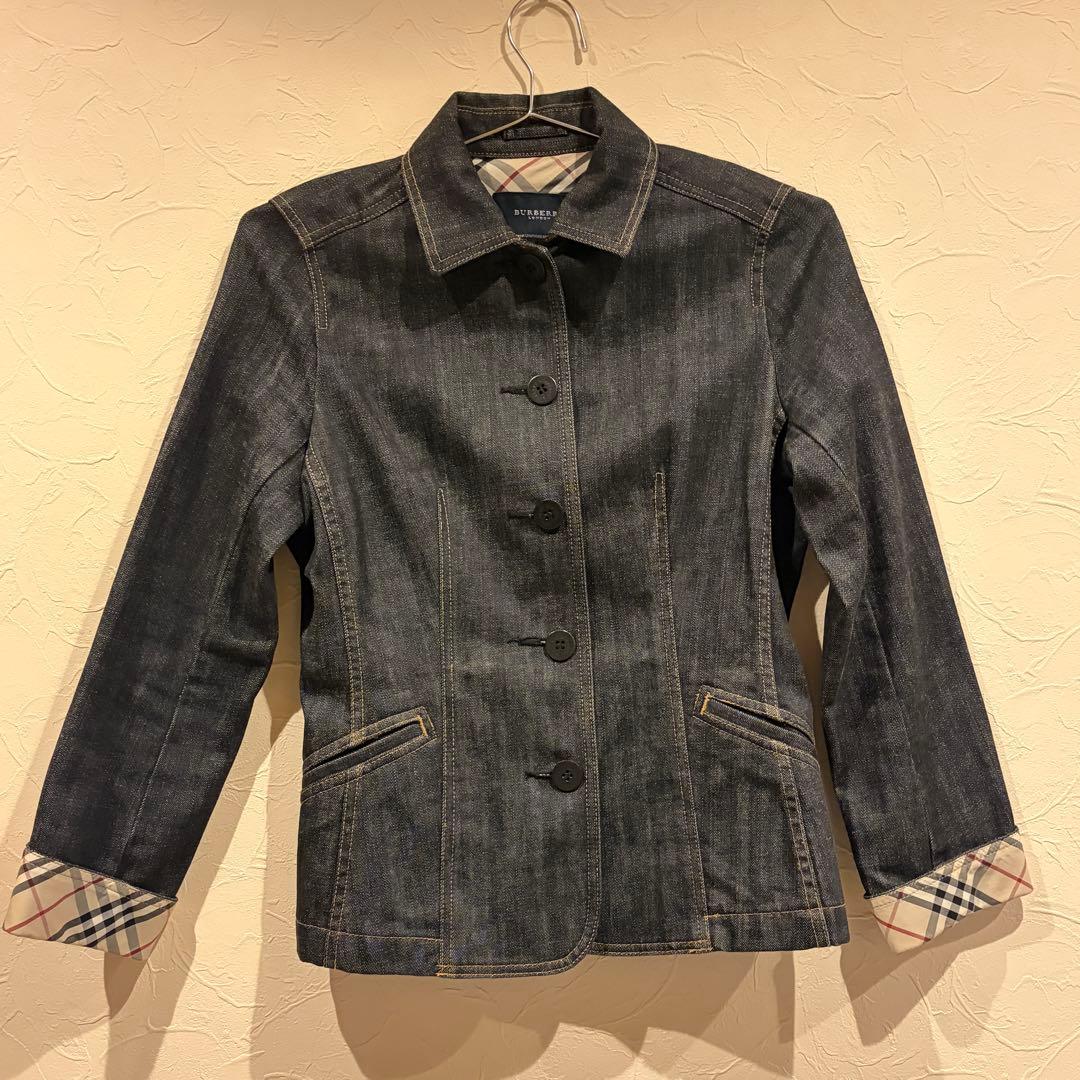 美品 バーバリーロンドン デニムジャケット ジージャン 濃紺 ノバチェック L