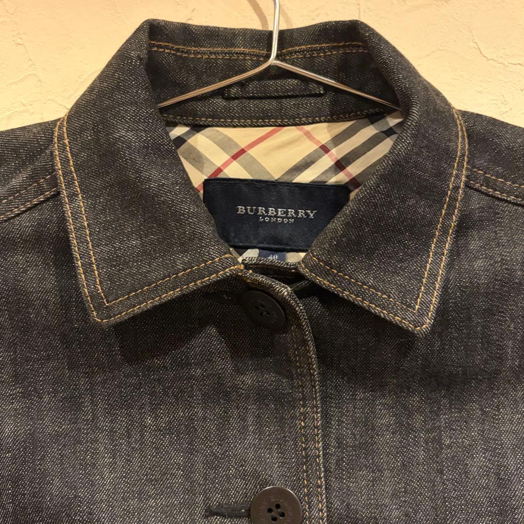 美品 バーバリーロンドン デニムジャケット ジージャン 濃紺 ノバチェック L