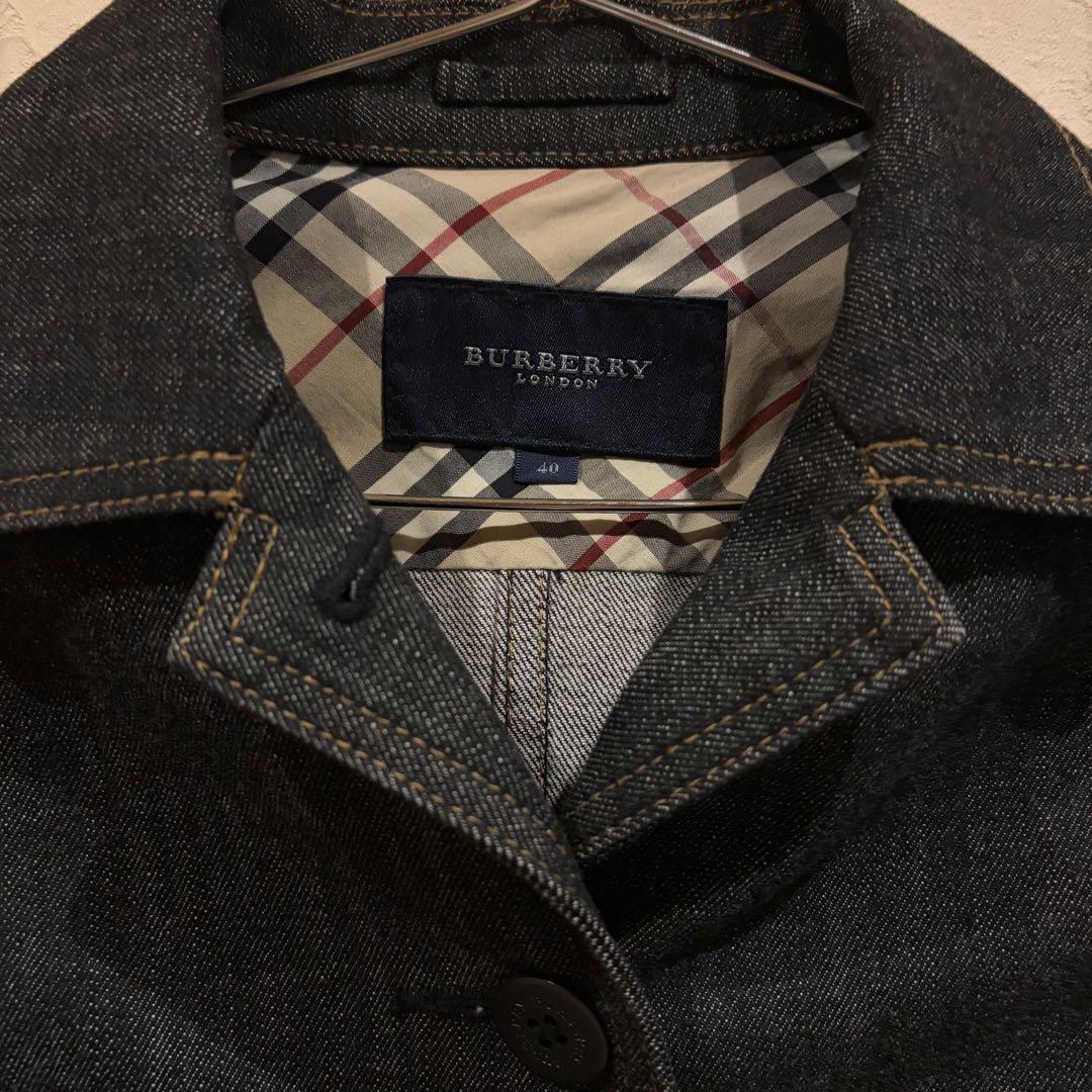美品 バーバリーロンドン デニムジャケット ジージャン 濃紺 ノバチェック L