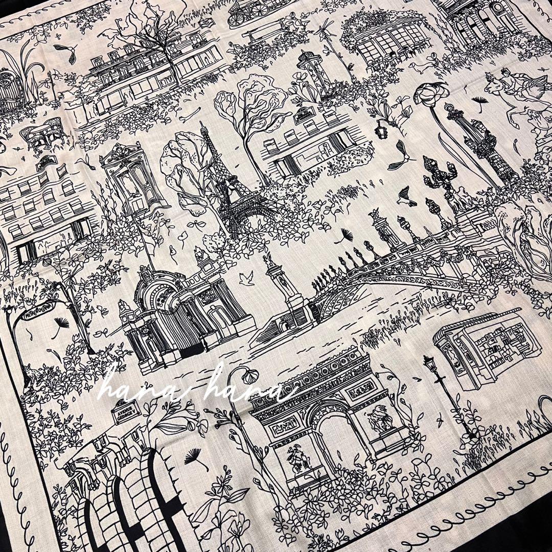 大判 ショール スカーフ ストール モノトーン 黒 オフホワイト エクリュ 白