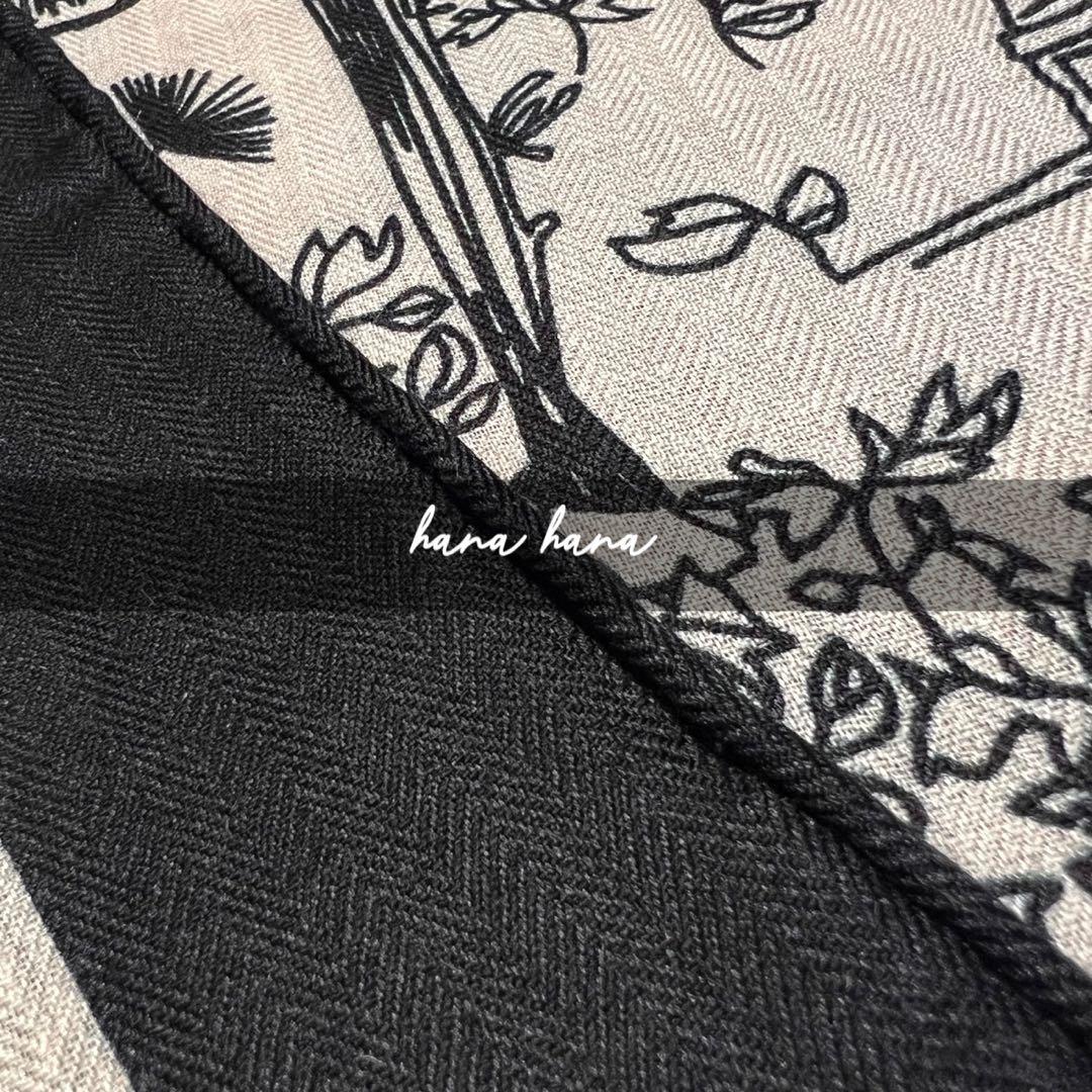 大判 ショール スカーフ ストール モノトーン 黒 オフホワイト エクリュ 白