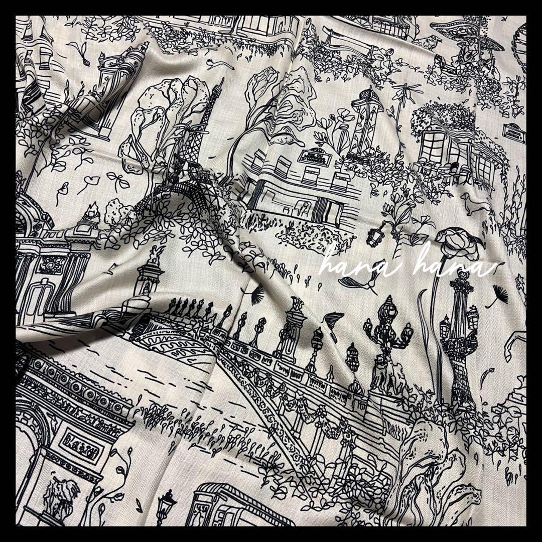 大判 ショール スカーフ ストール モノトーン 黒 オフホワイト エクリュ 白