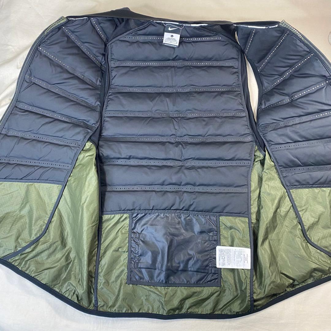 NIKE ランニング　エアロロフト 800 ダウン　ベスト　緑　黒　カモフラ　L